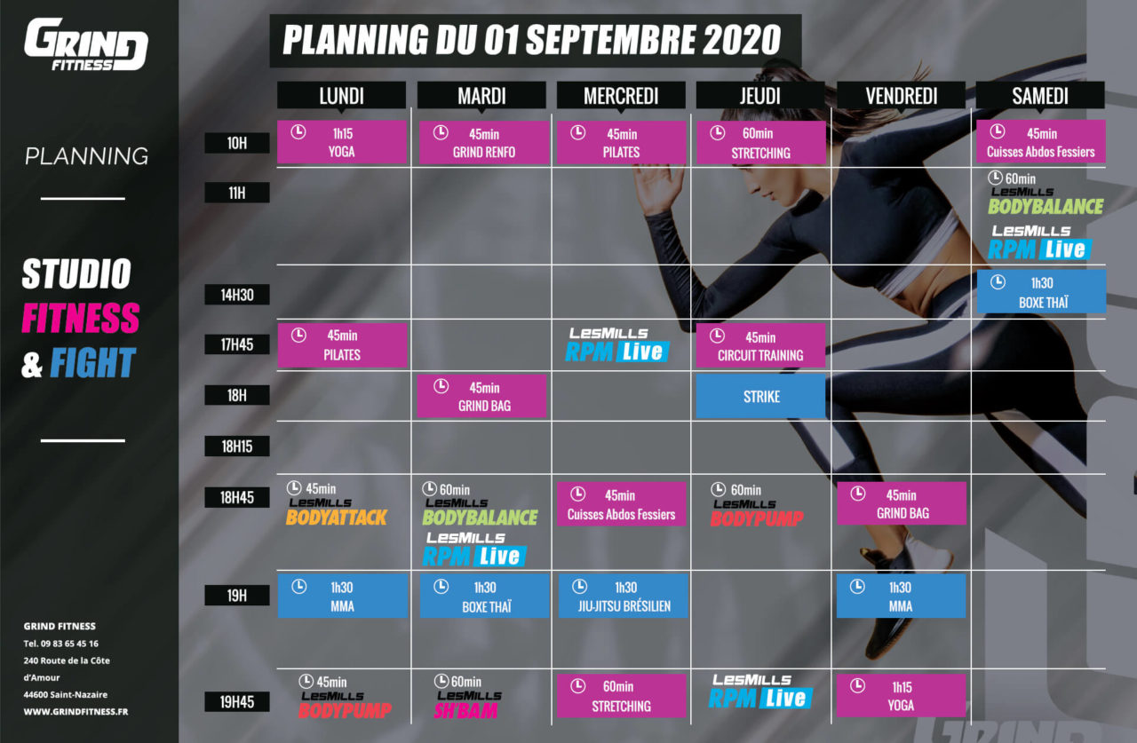 Planning des cours • Grind Fitness